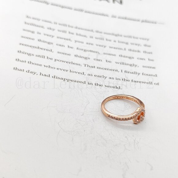 Pandora Sparkling Wishbone Heart Ring - Picture 6 of 7